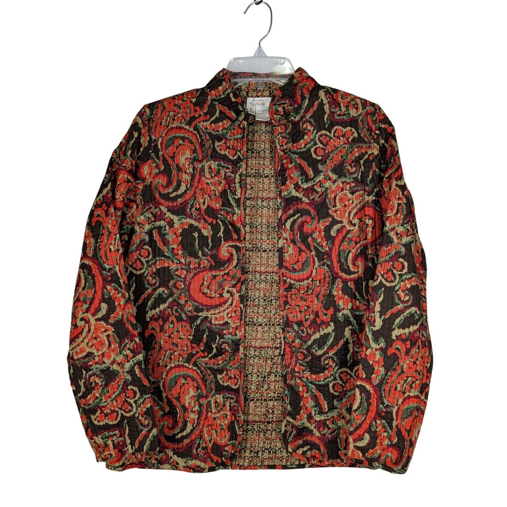 Baxter & Wells Paisley‎ Jacket Womens Small Brown Red Quilted Cotton Artsy Boho
